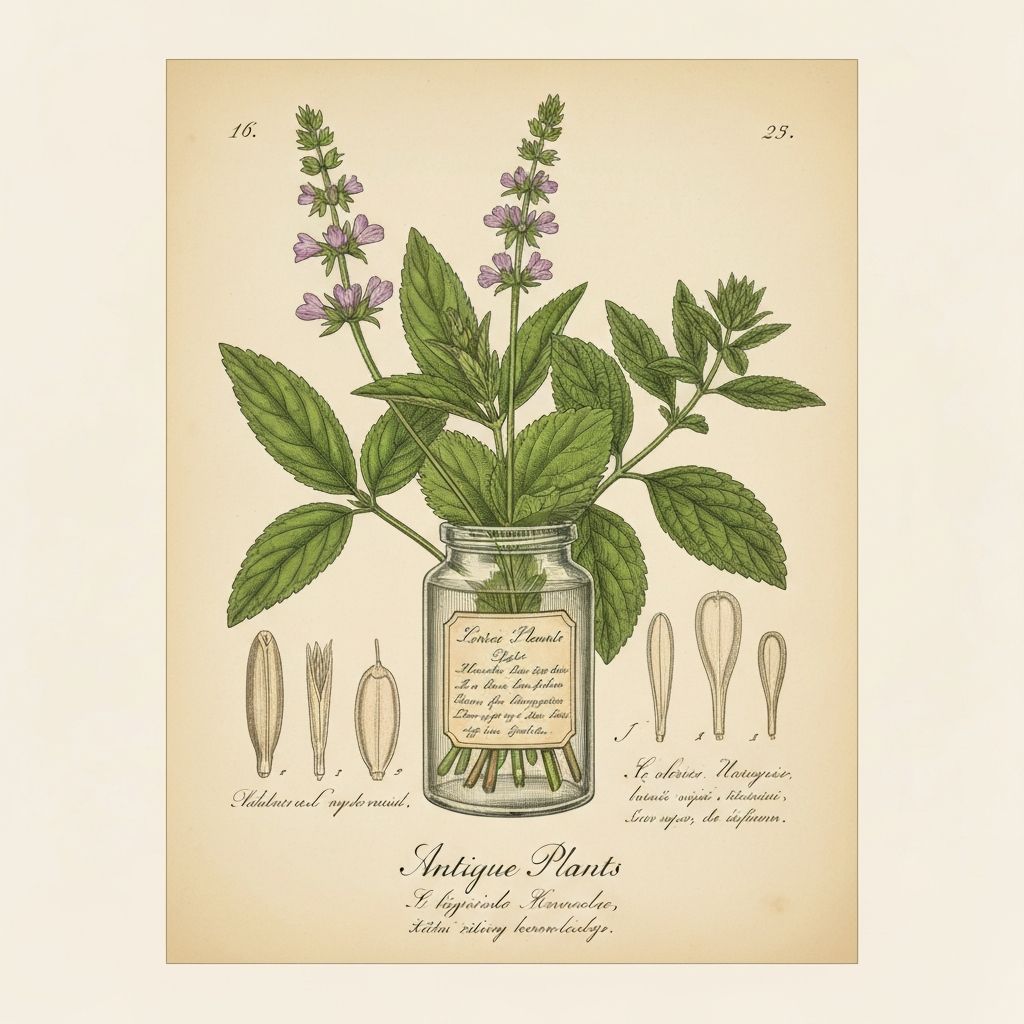 Historical herbal garden botanical illustration