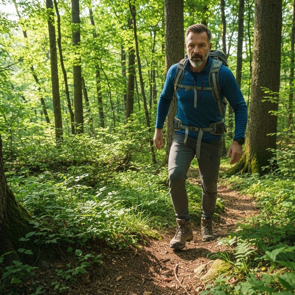 Man engaging in active outdoor wellness activity