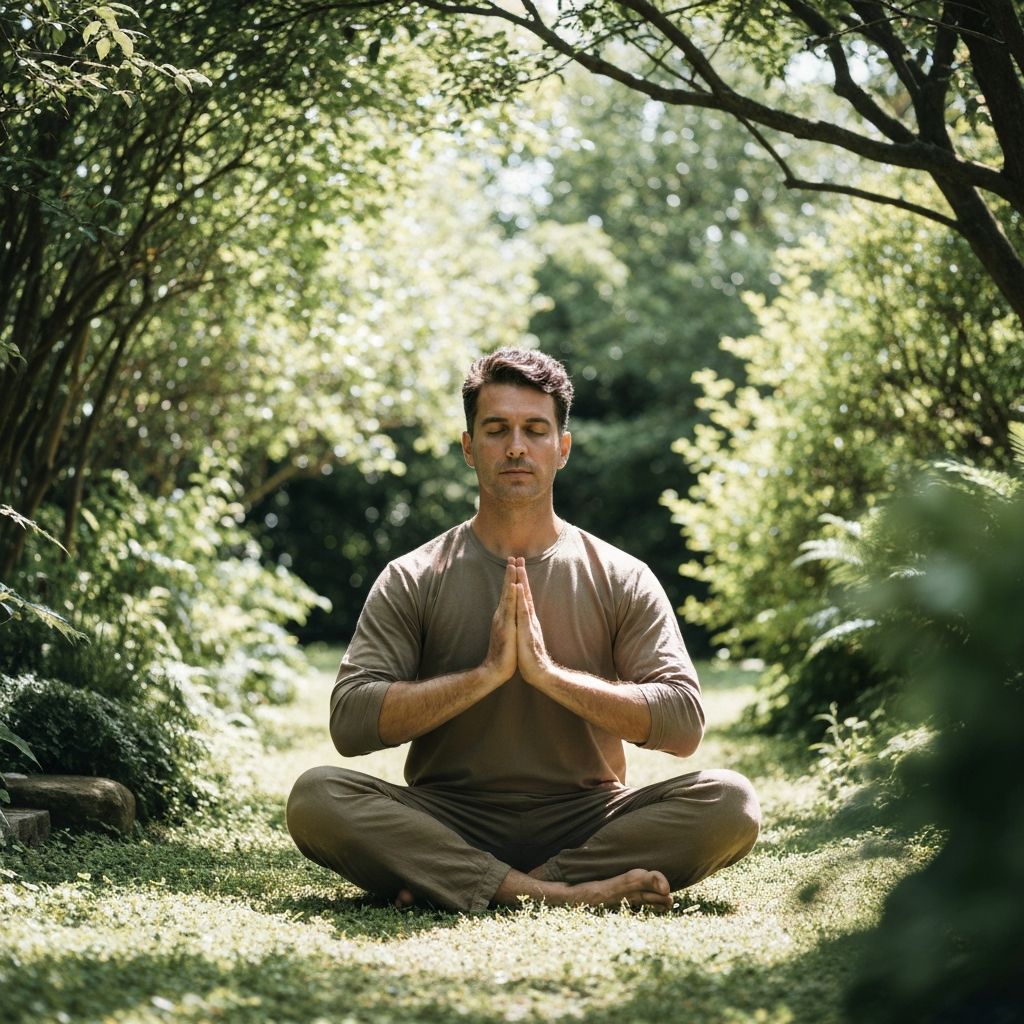 Man practicing mindfulness and meditation in nature